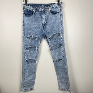 Levis 505 Mens Jeans 38x24 Distressed Acid Wash Denim Light Wash Pants